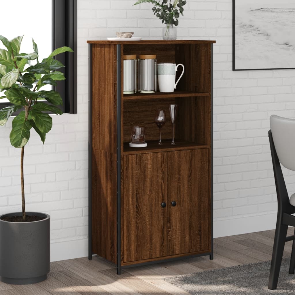 Buffet haut chêne marron 62x36x121,5 cm bois d'ingénierie - XIOS