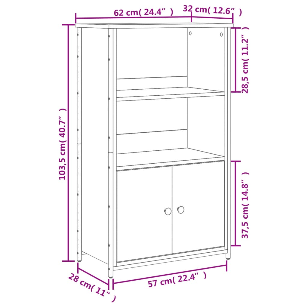 Buffet haut noir 62x32x103,5 cm bois d'ingénierie - XIOS