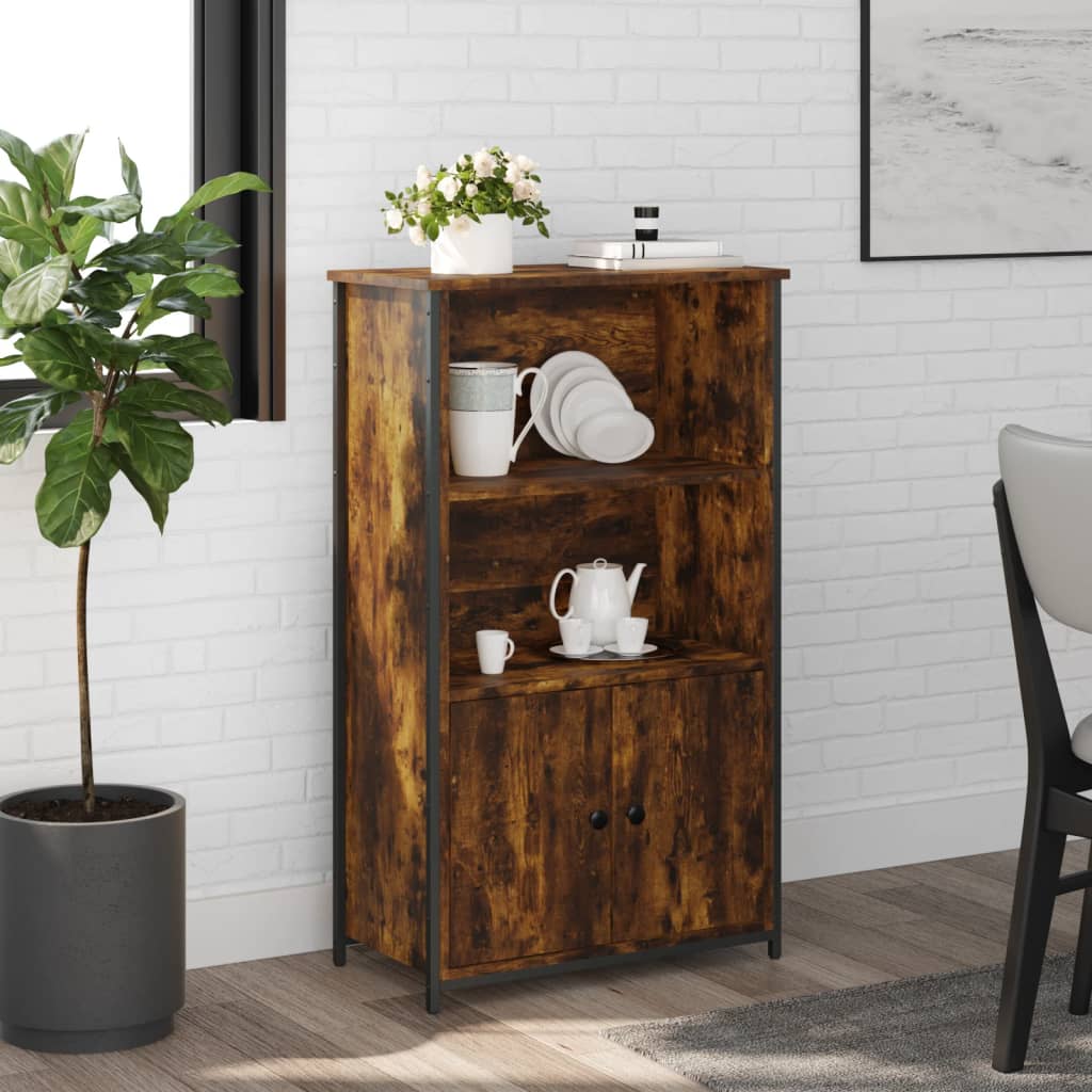 Buffet haut chêne fumé 62x32x103,5 cm bois d'ingénierie - XIOS