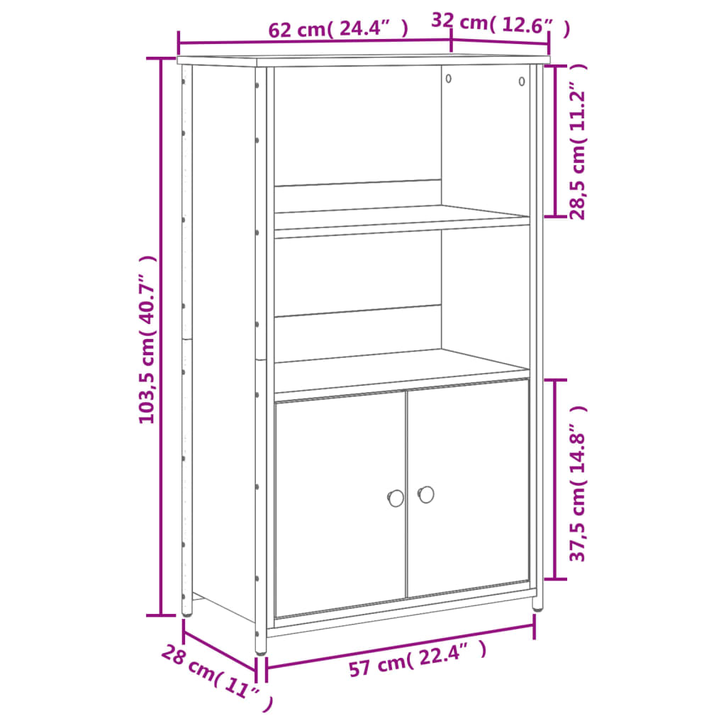 Buffet haut sonoma gris 62x32x103,5 cm bois d'ingénierie - XIOS