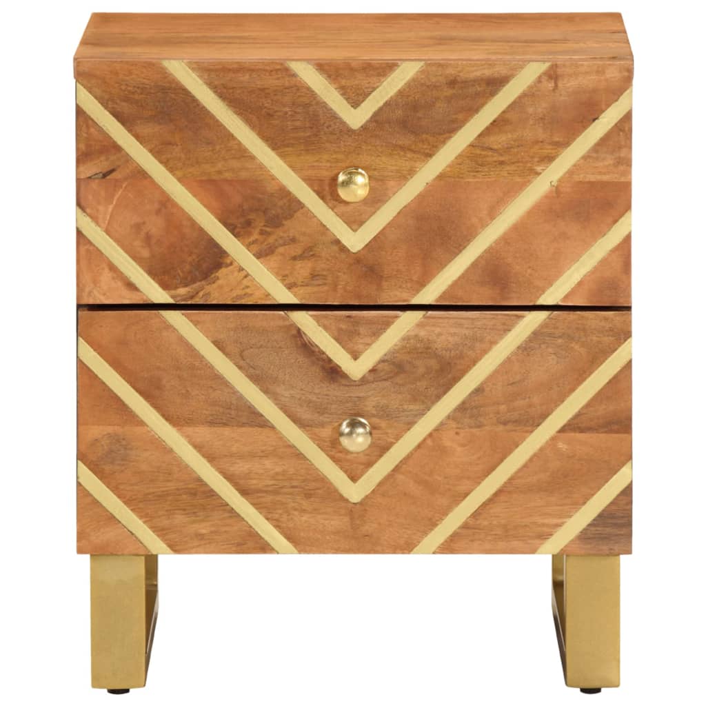 Table de chevet marron et noir bois de manguier solide - XIOS