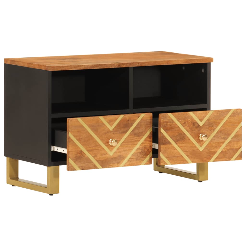 Meuble TV marron et noir 70x33,5x46 cm bois massif de manguier - XIOS