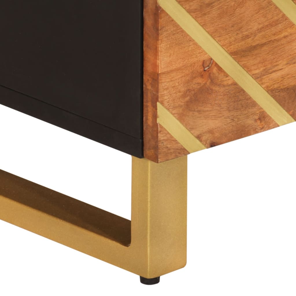 Meuble TV marron et noir 70x33,5x46 cm bois massif de manguier - XIOS