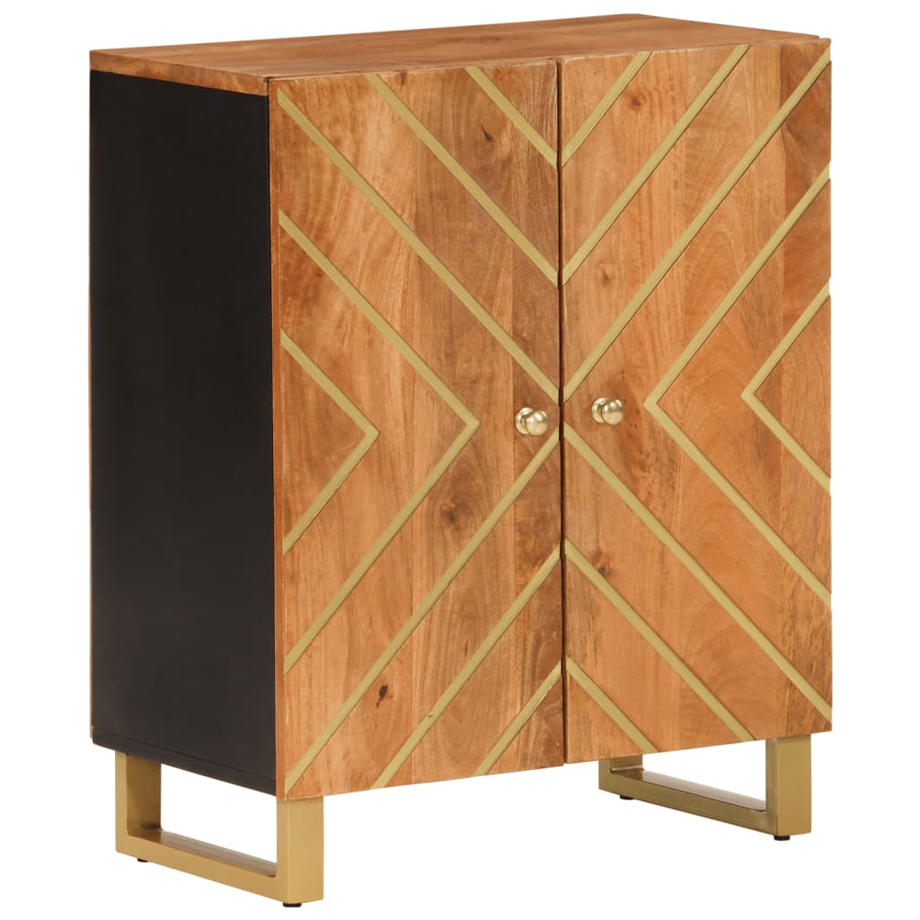 Armoire latérale marron et noir 60x33,5x75 cm bois de manguier - XIOS