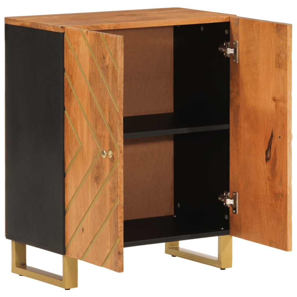 Armoire latérale marron et noir 60x33,5x75 cm bois de manguier - XIOS