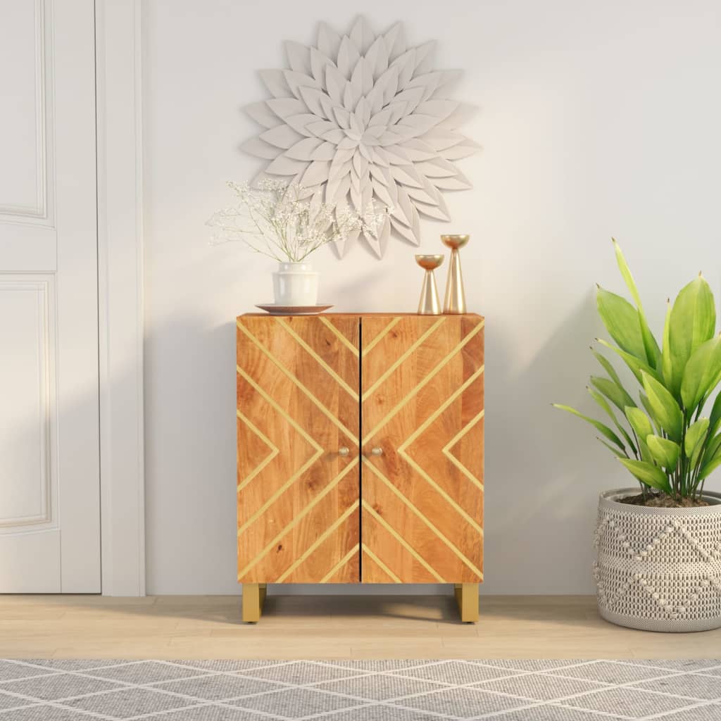 Armoire latérale marron et noir 60x33,5x75 cm bois de manguier - XIOS