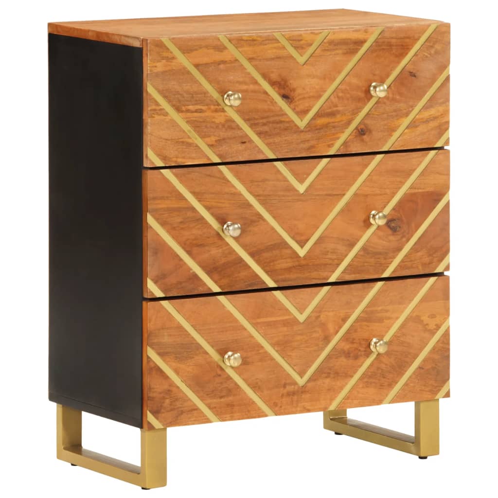 Armoire latérale marron et noir 60x33,5x75 cm bois de manguier - XIOS