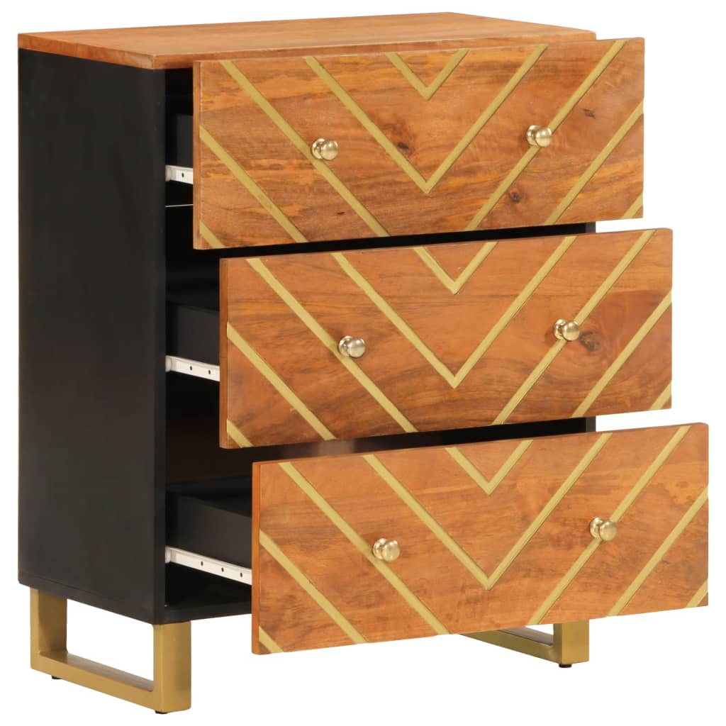 Armoire latérale marron et noir 60x33,5x75 cm bois de manguier - XIOS