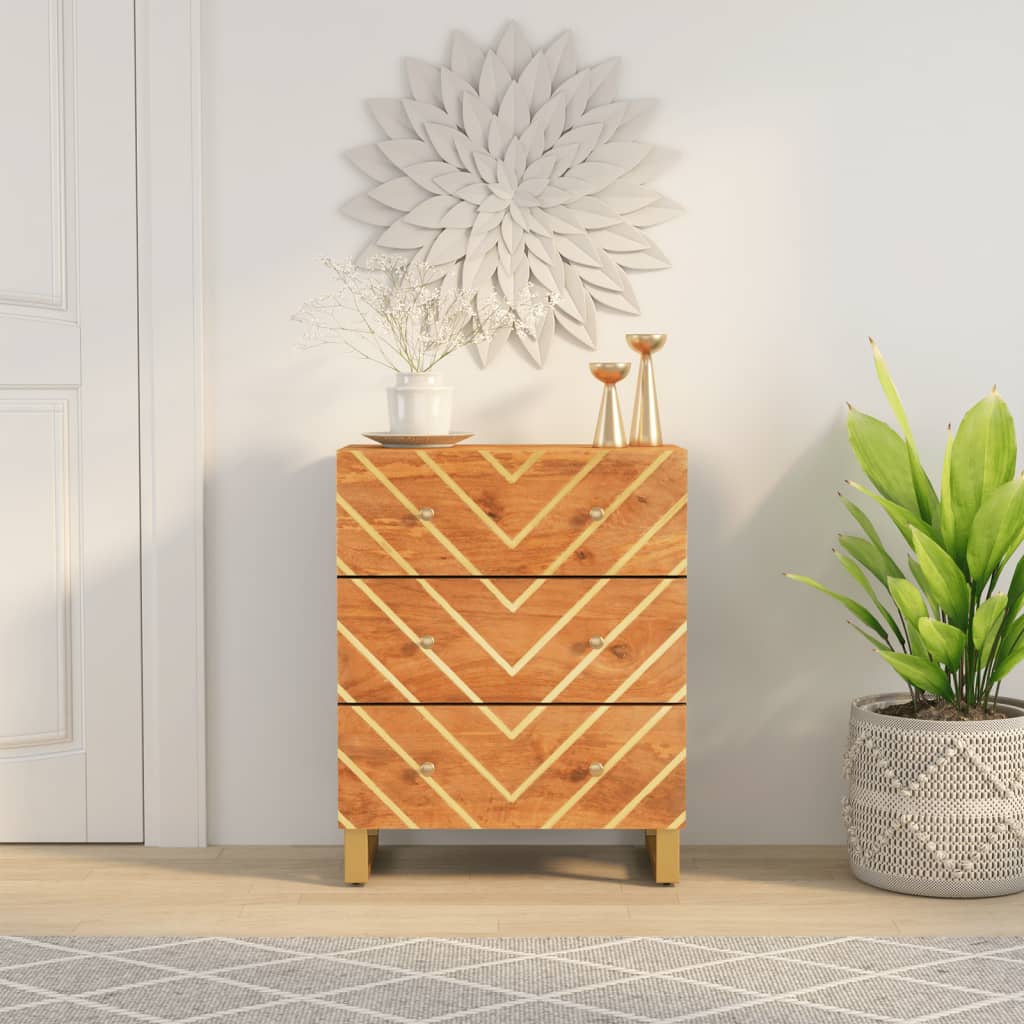 Armoire latérale marron et noir 60x33,5x75 cm bois de manguier - XIOS