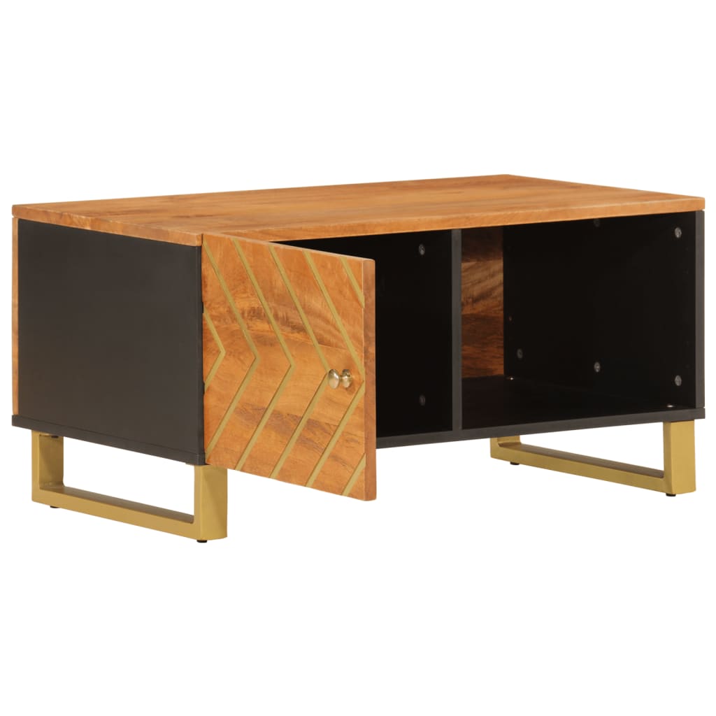 Table basse marron et noir 80x50x40 cm bois de massif manguier - XIOS