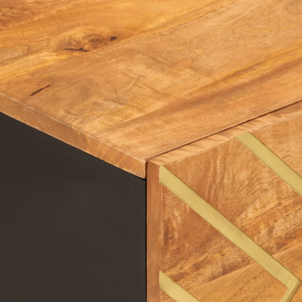 Table basse marron et noir 80x50x40 cm bois de massif manguier - XIOS