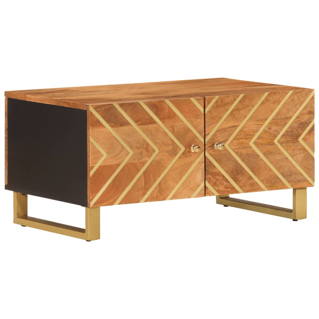 Table basse marron et noir 80x50x40 cm bois de massif manguier - XIOS