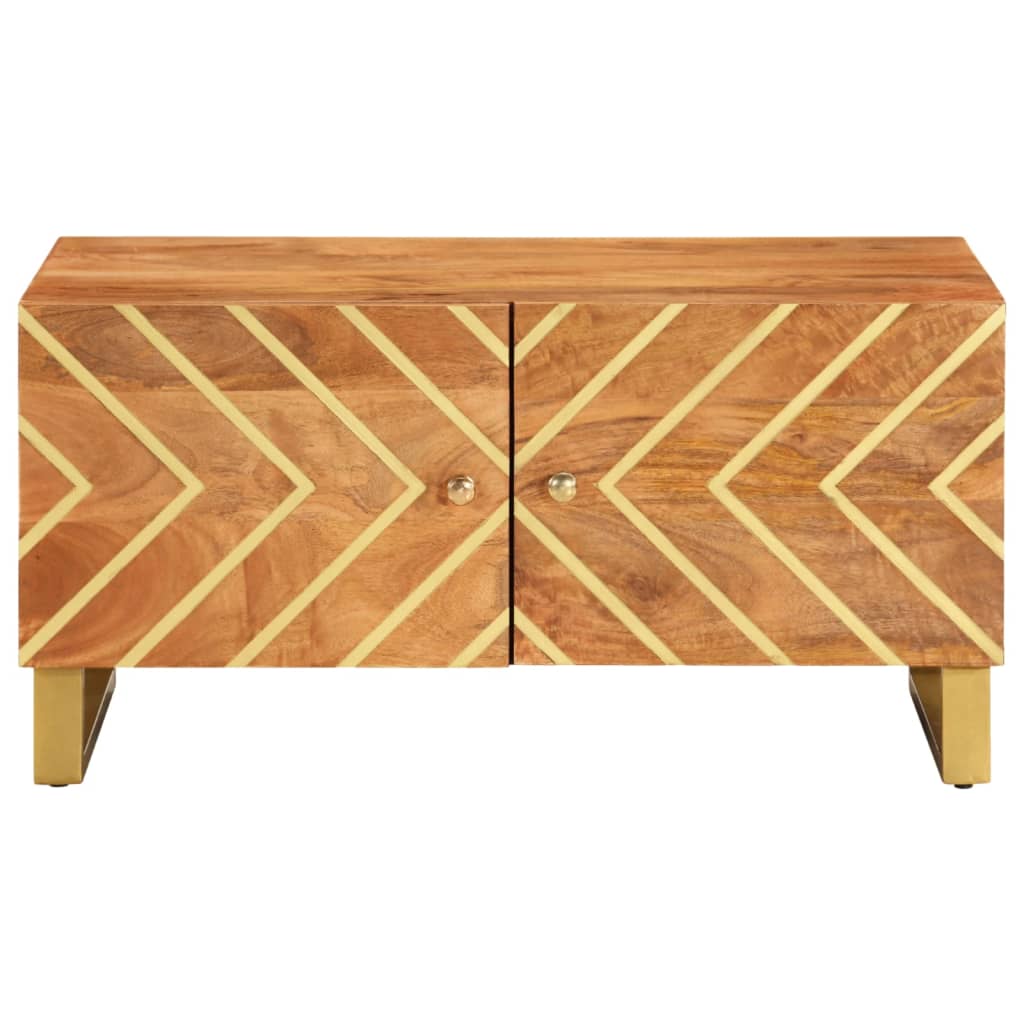 Table basse marron et noir 80x50x40 cm bois de massif manguier - XIOS
