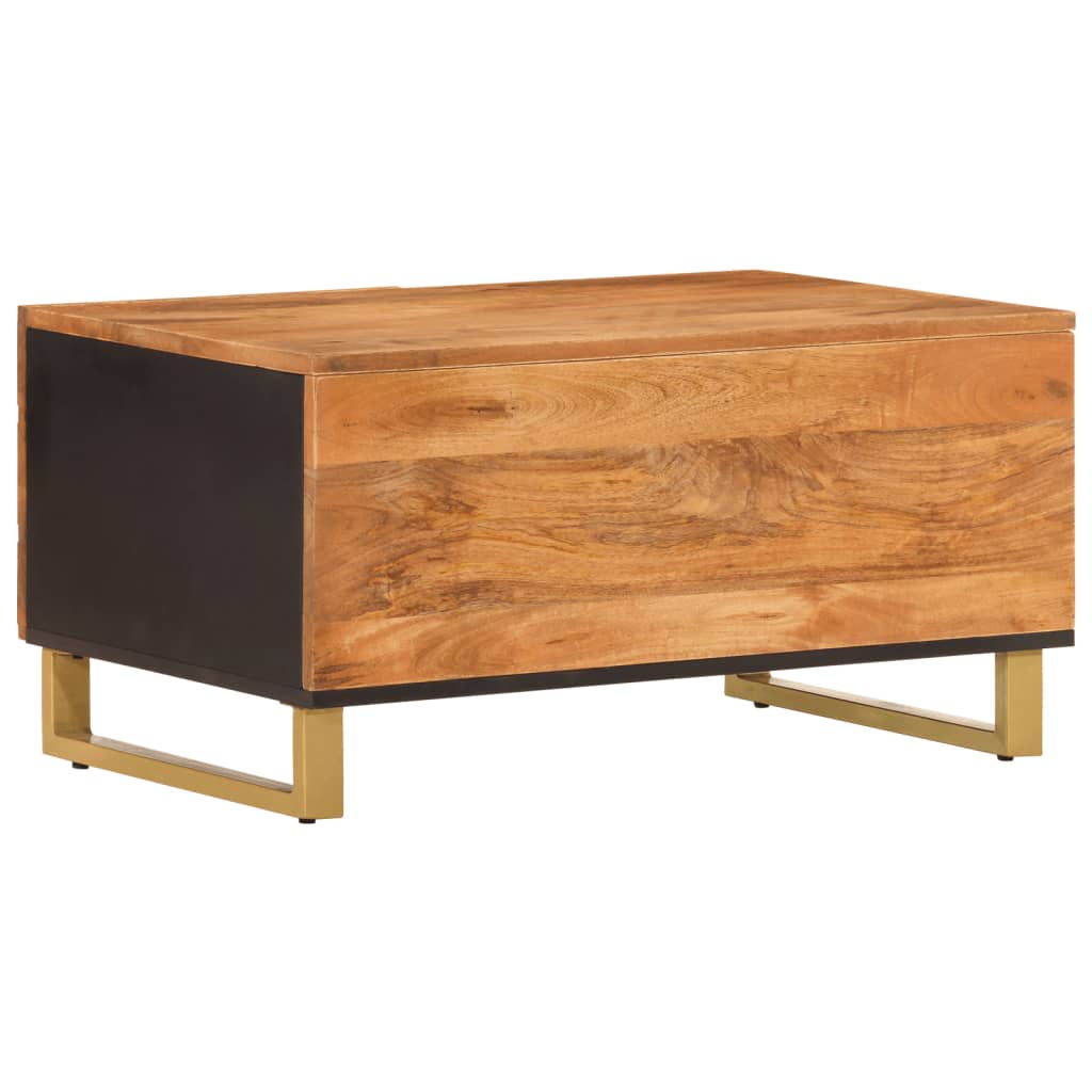 Table basse marron et noir 80x50x40 cm bois de massif manguier - XIOS