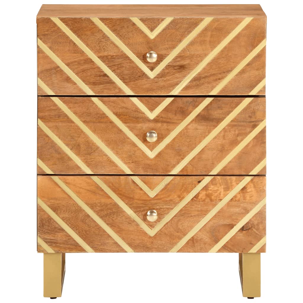 Table de chevet marron et noir 50x33x60 cm bois manguier solide - XIOS