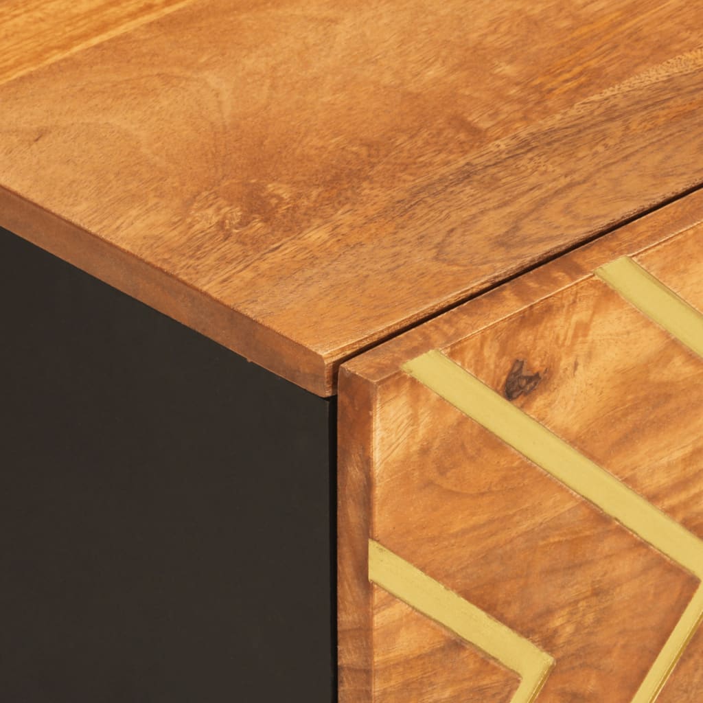 Table basse marron et noir 100x54x40 cm bois massif de manguier - XIOS