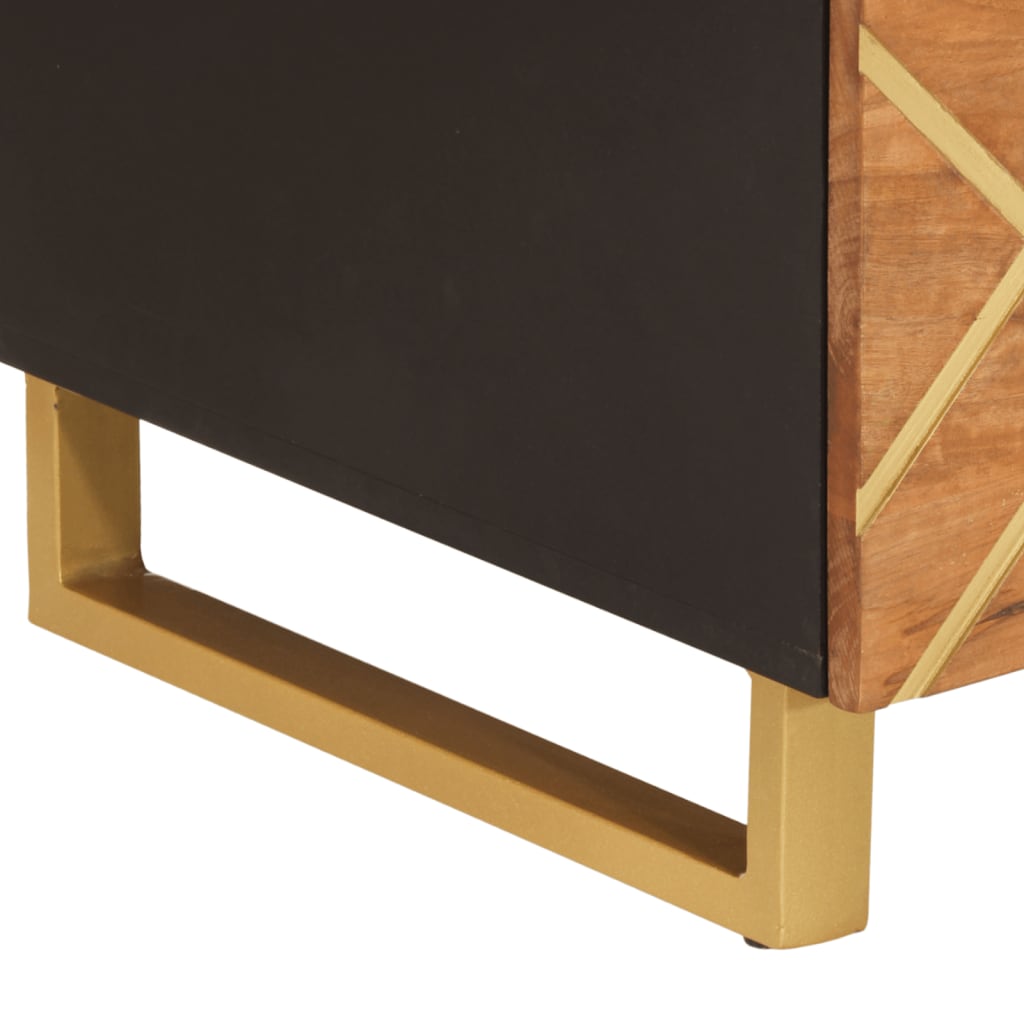 Table basse marron et noir 100x54x40 cm bois massif de manguier - XIOS