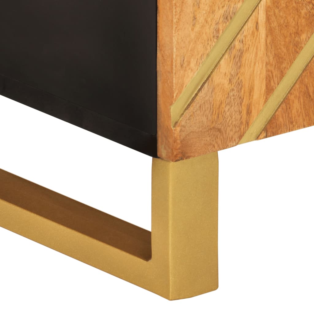 Meuble TV marron et noir 105x33,5x46 cm bois massif manguier