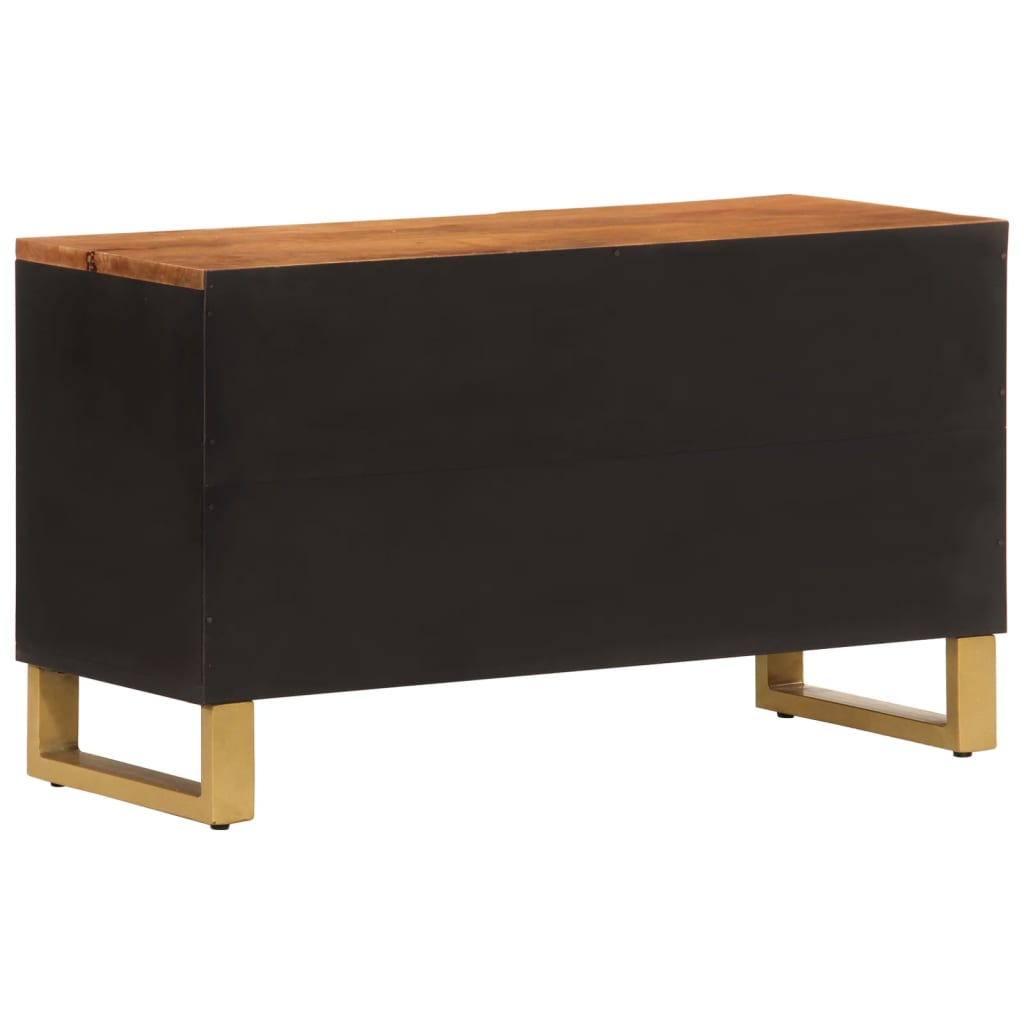 Meuble TV marron et noir 80x31,5x46 cm bois massif de manguier - XIOS