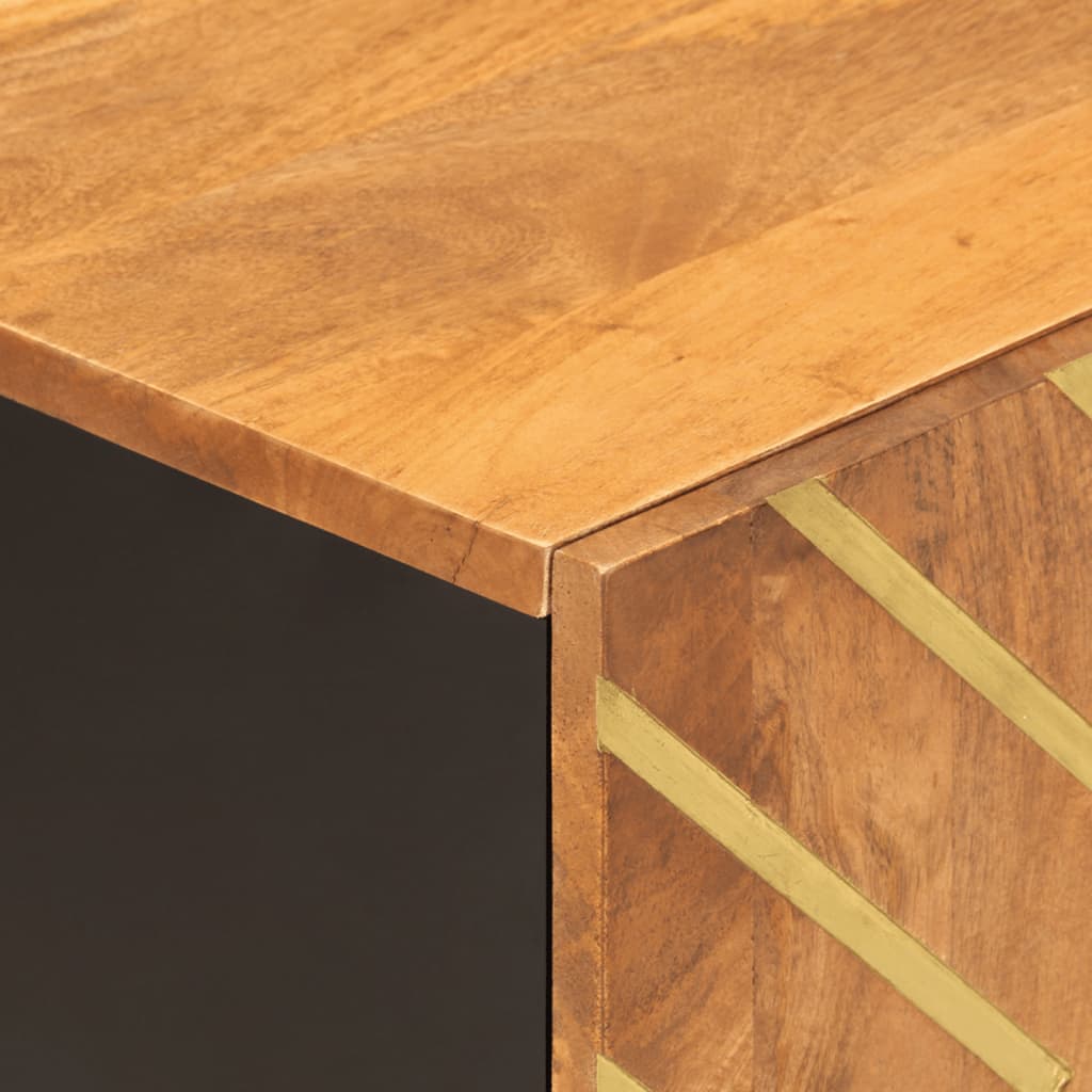 Meuble TV marron et noir 80x31,5x46 cm bois massif de manguier - XIOS