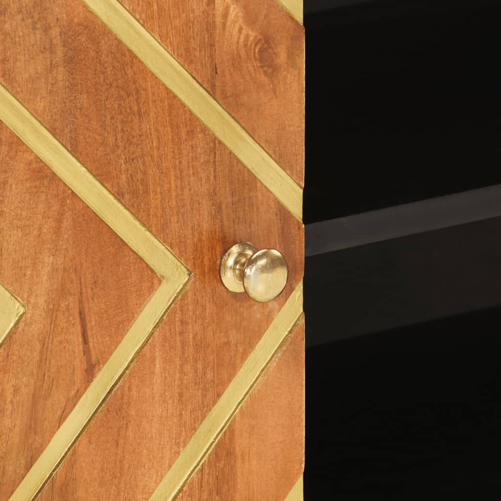 Meuble TV marron et noir 80x31,5x46 cm bois massif de manguier - XIOS