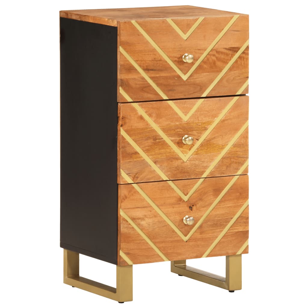 Armoire latérale marron et noir 40x33,5x75 cm bois de manguier - XIOS