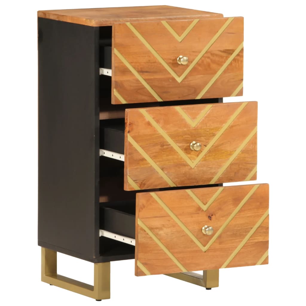 Armoire latérale marron et noir 40x33,5x75 cm bois de manguier - XIOS