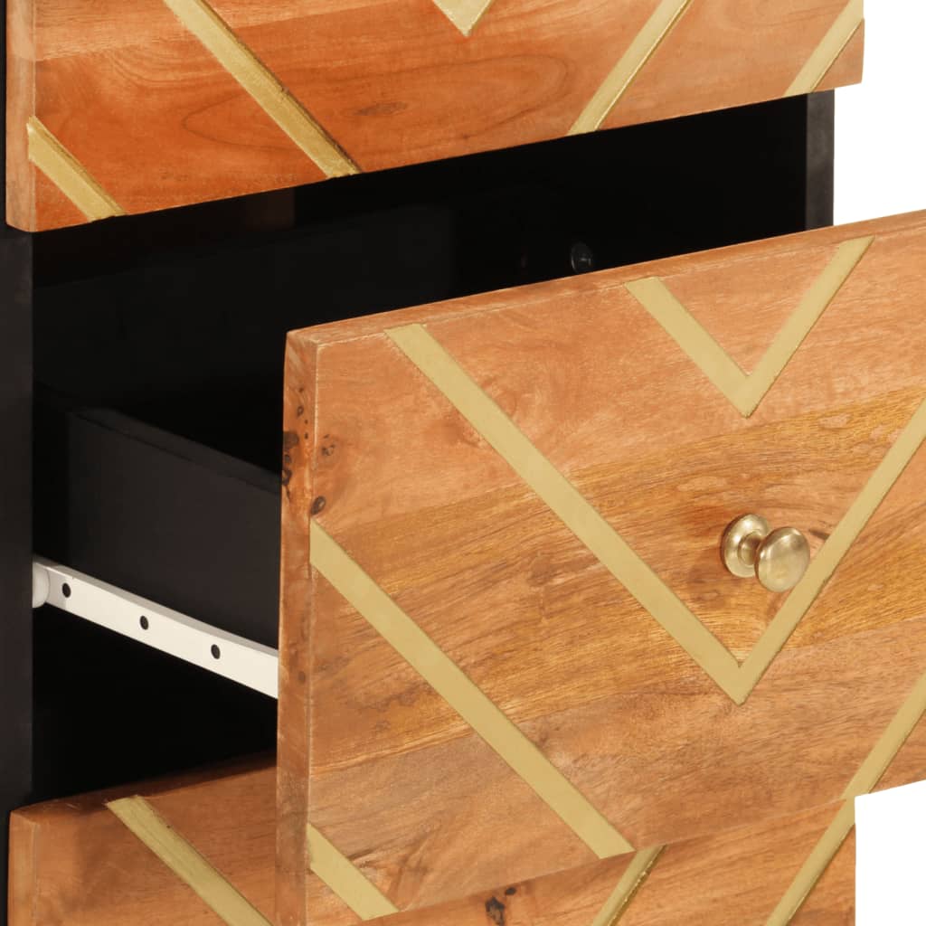 Armoire latérale marron et noir 40x33,5x75 cm bois de manguier - XIOS