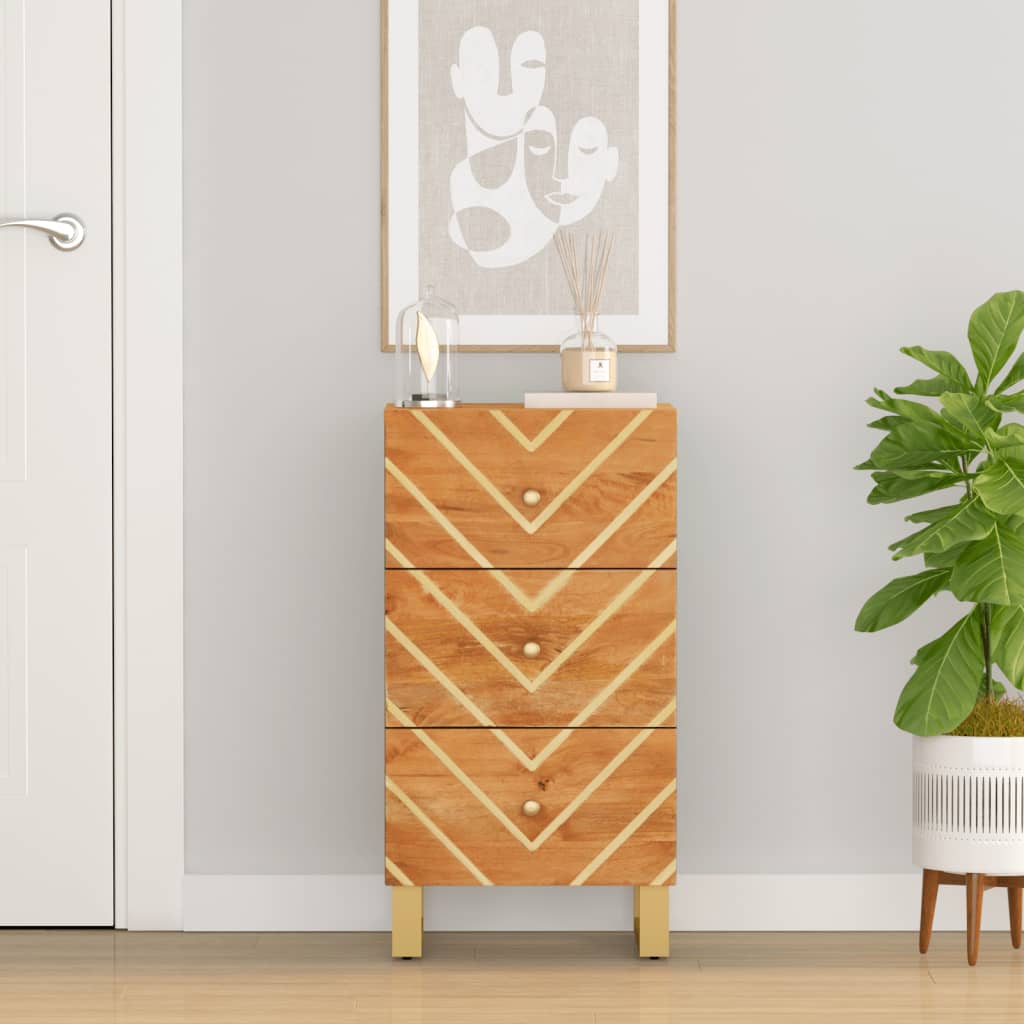 Armoire latérale marron et noir 40x33,5x75 cm bois de manguier - XIOS