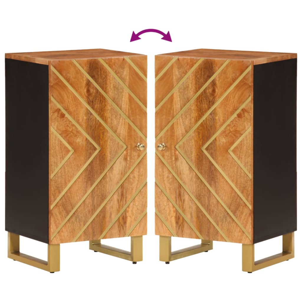 Armoire latérale marron et noir 40x33,5x75 cm bois de manguier - XIOS