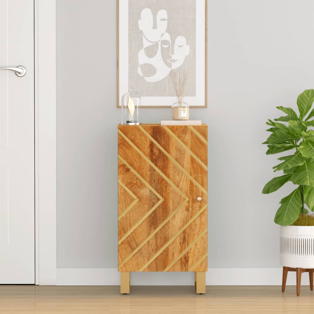 Armoire latérale marron et noir 40x33,5x75 cm bois de manguier - XIOS