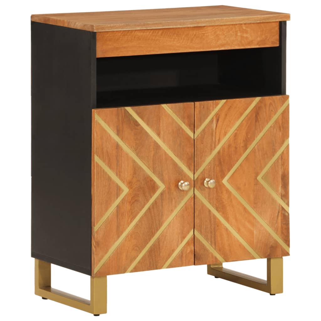 Armoire latérale marron et noir 60x33,5x75 cm bois de manguier - XIOS
