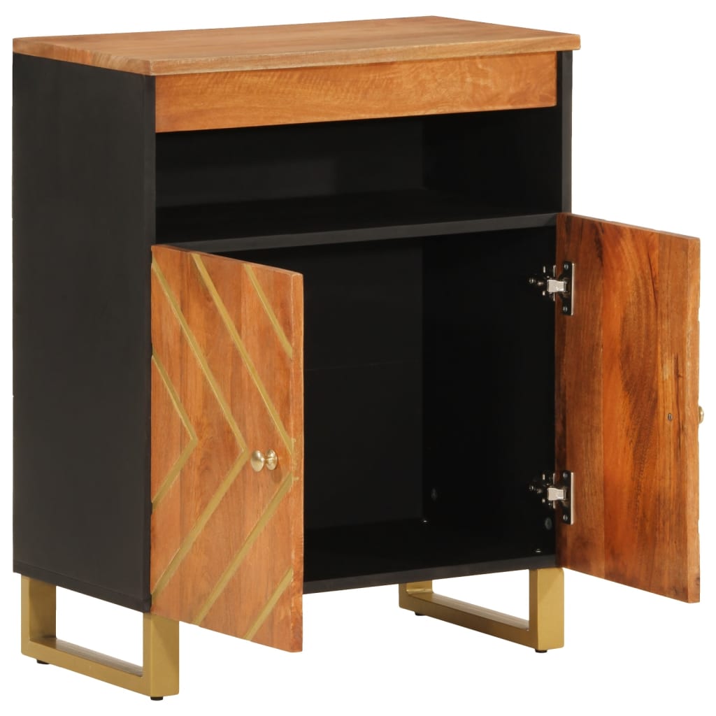 Armoire latérale marron et noir 60x33,5x75 cm bois de manguier - XIOS