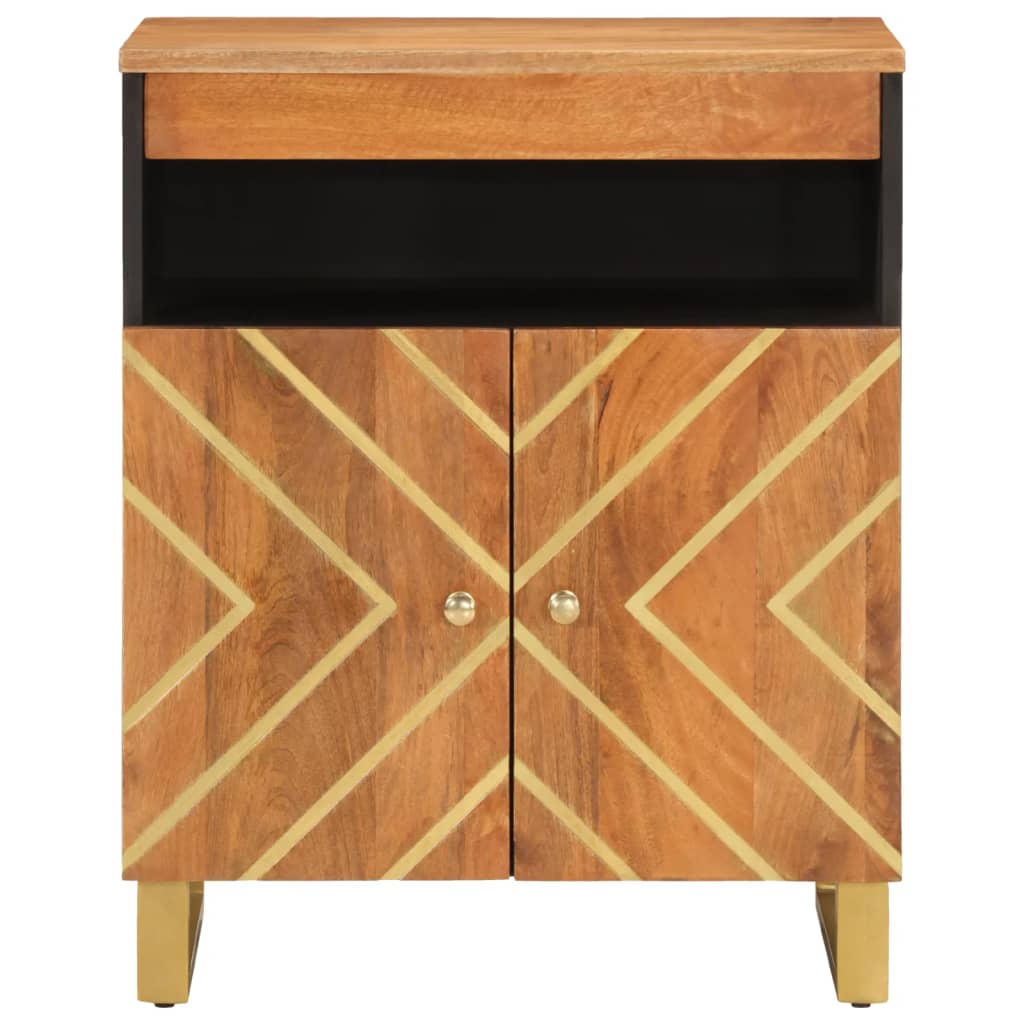 Armoire latérale marron et noir 60x33,5x75 cm bois de manguier - XIOS