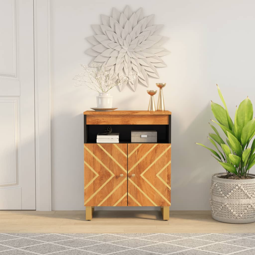 Armoire latérale marron et noir 60x33,5x75 cm bois de manguier - XIOS