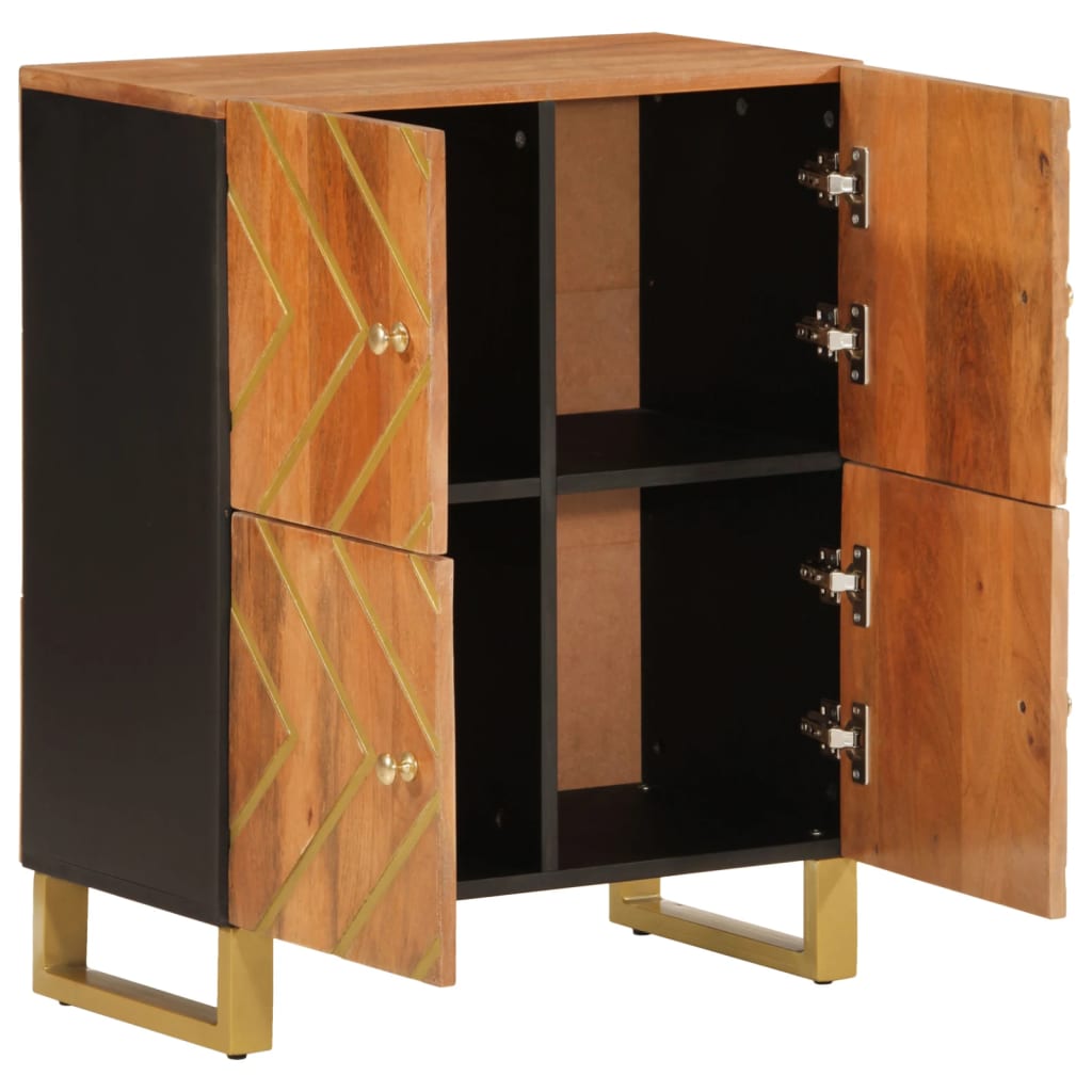 Armoire latérale marron et noir 60x33,5x75 cm bois de manguier - XIOS