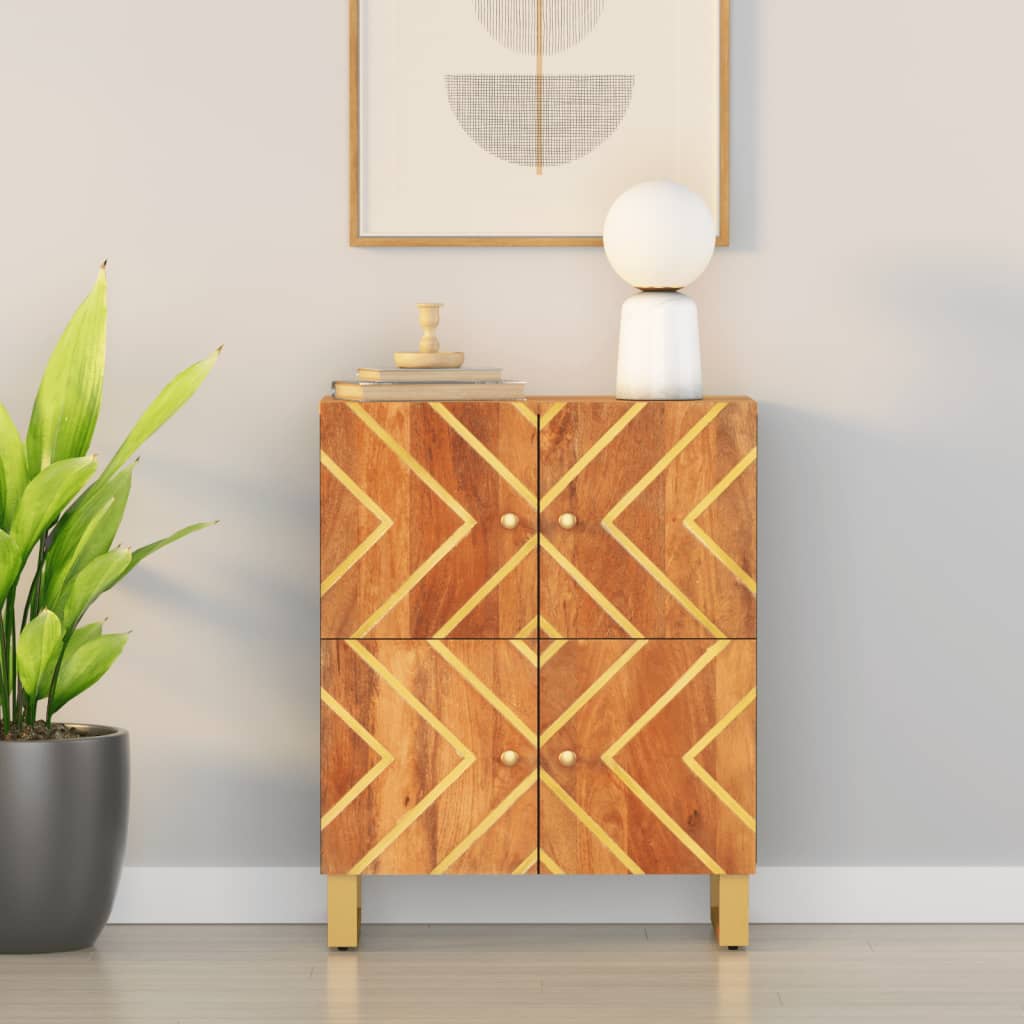 Armoire latérale marron et noir 60x33,5x75 cm bois de manguier - XIOS