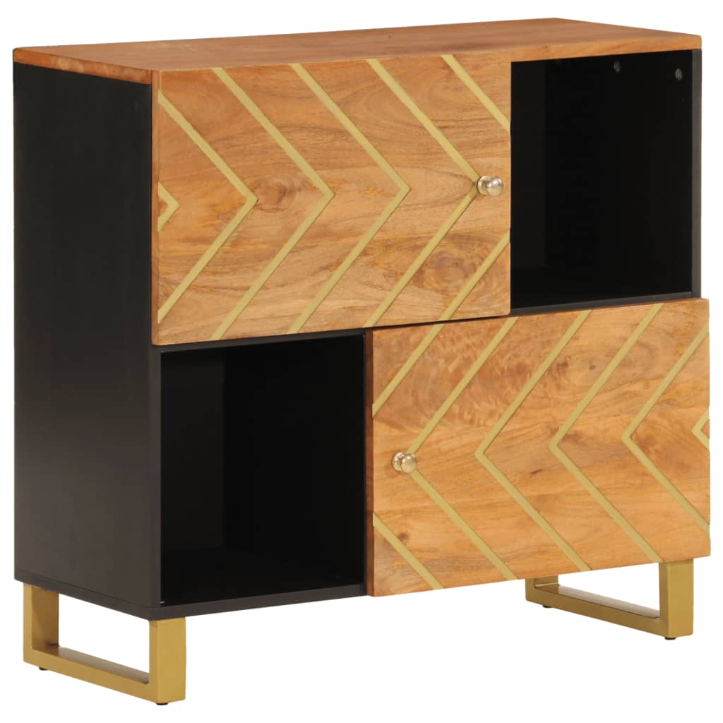 Armoire latérale marron et noir 80x33,5x75 cm bois de manguier - XIOS