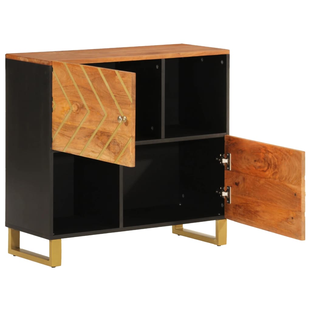 Armoire latérale marron et noir 80x33,5x75 cm bois de manguier - XIOS