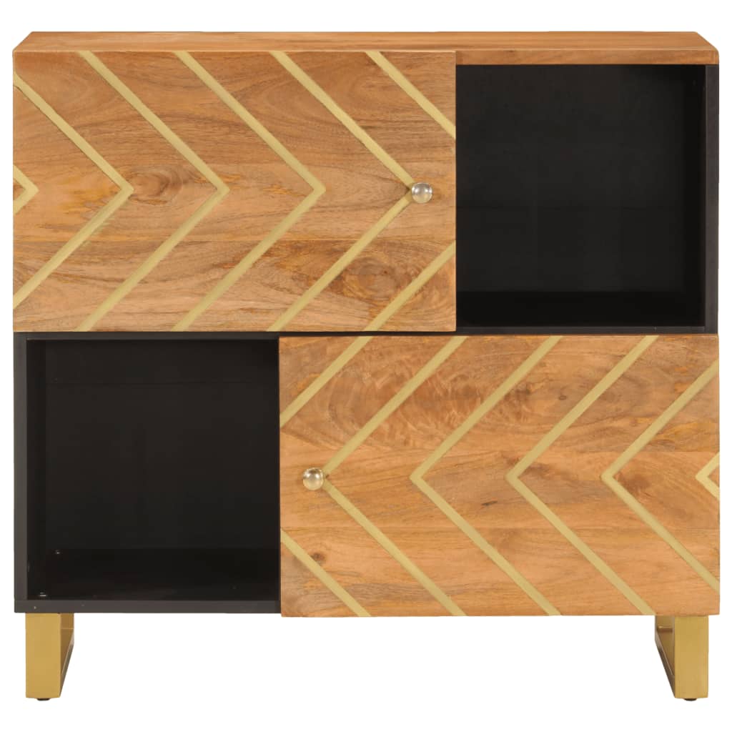 Armoire latérale marron et noir 80x33,5x75 cm bois de manguier - XIOS