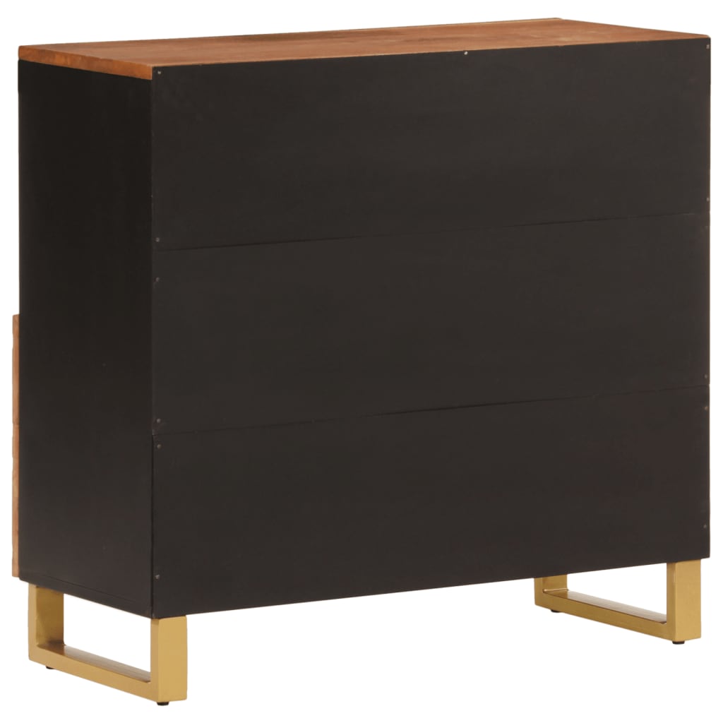 Armoire latérale marron et noir 80x33,5x75 cm bois de manguier - XIOS