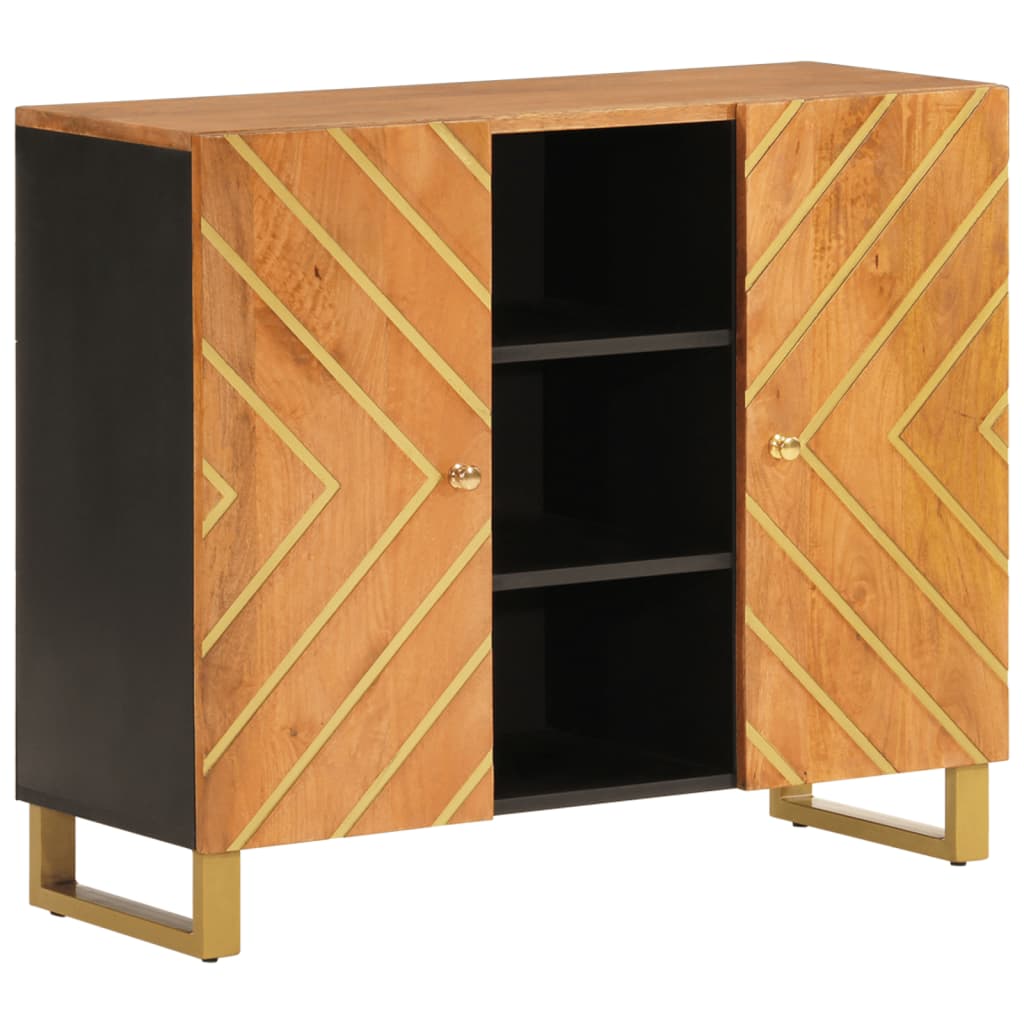 Armoire latérale marron et noir 90x33,5x75 cm bois de manguier - XIOS