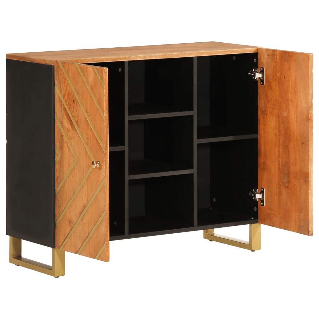 Armoire latérale marron et noir 90x33,5x75 cm bois de manguier - XIOS
