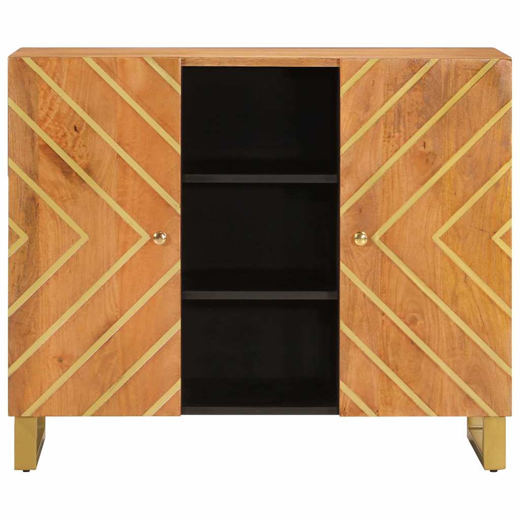 Armoire latérale marron et noir 90x33,5x75 cm bois de manguier - XIOS