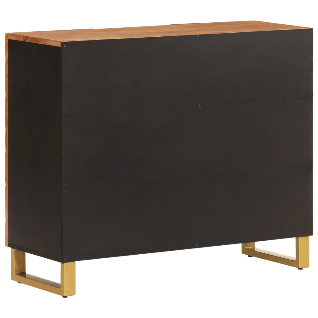 Armoire latérale marron et noir 90x33,5x75 cm bois de manguier - XIOS