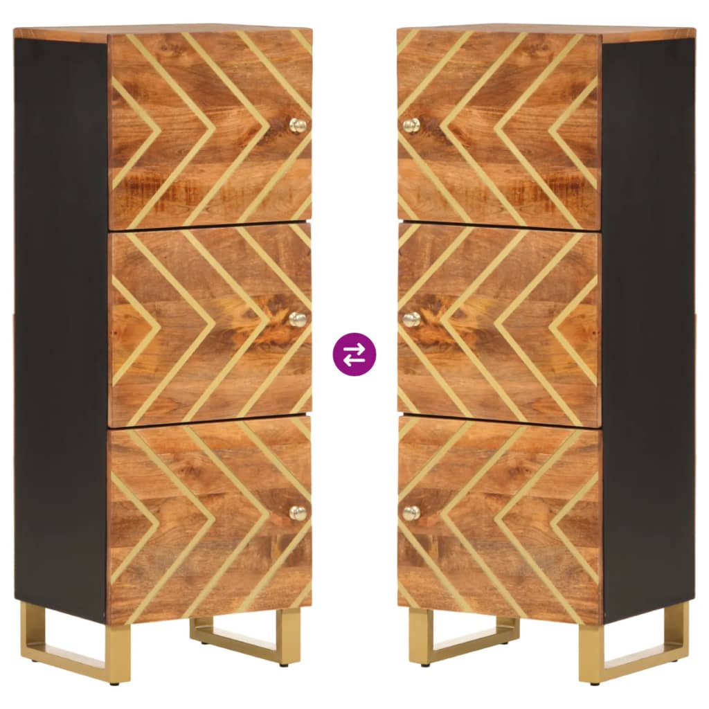 Buffet marron et noir 40x33,5x110 cm bois massif de manguier - XIOS