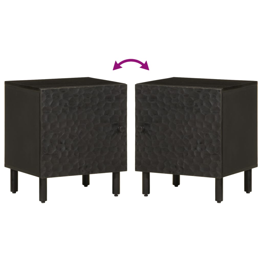 Table de chevet noir 40x33x46 cm bois de manguier solide - XIOS