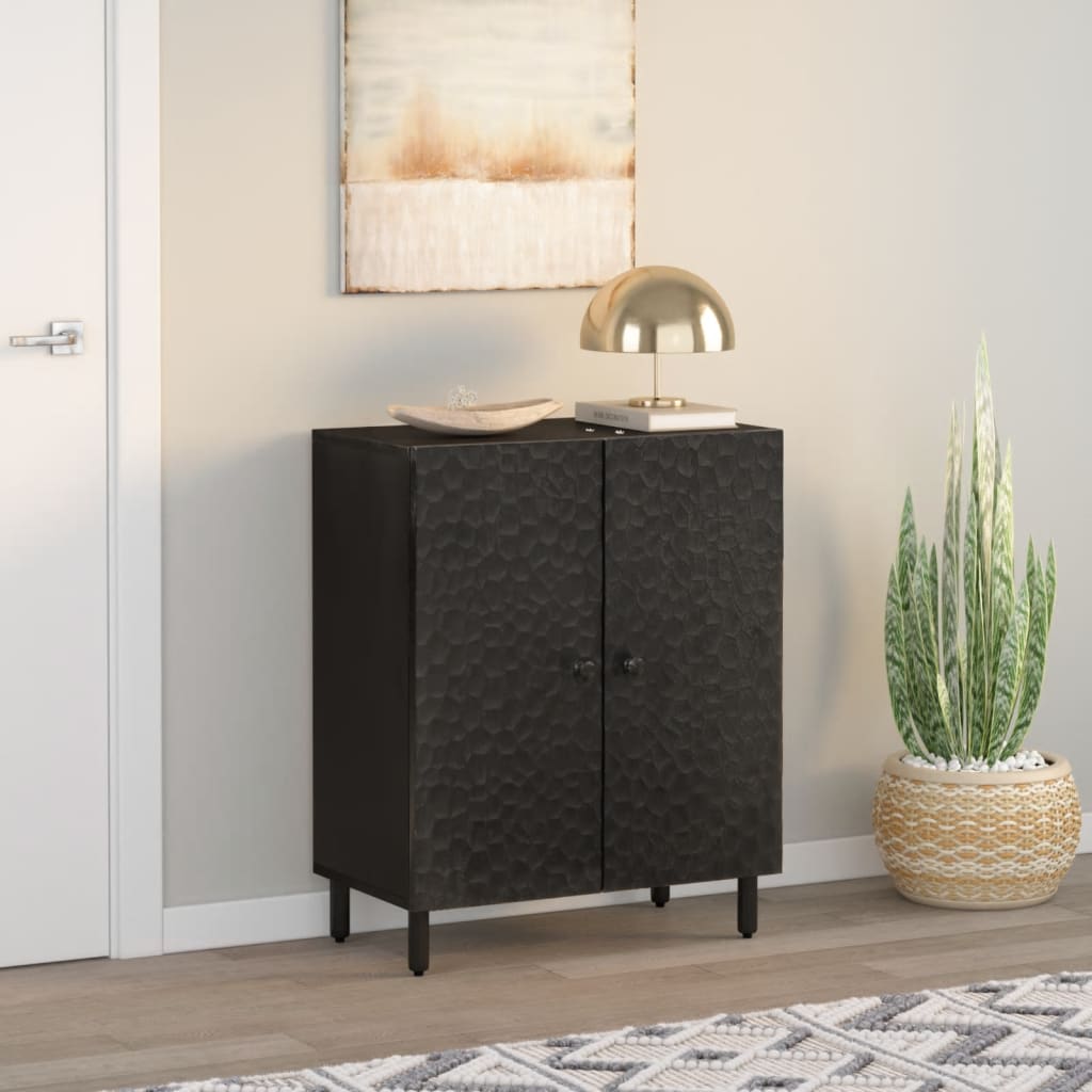 Armoire latérale noir 60x33x75 cm bois massif de manguier - XIOS