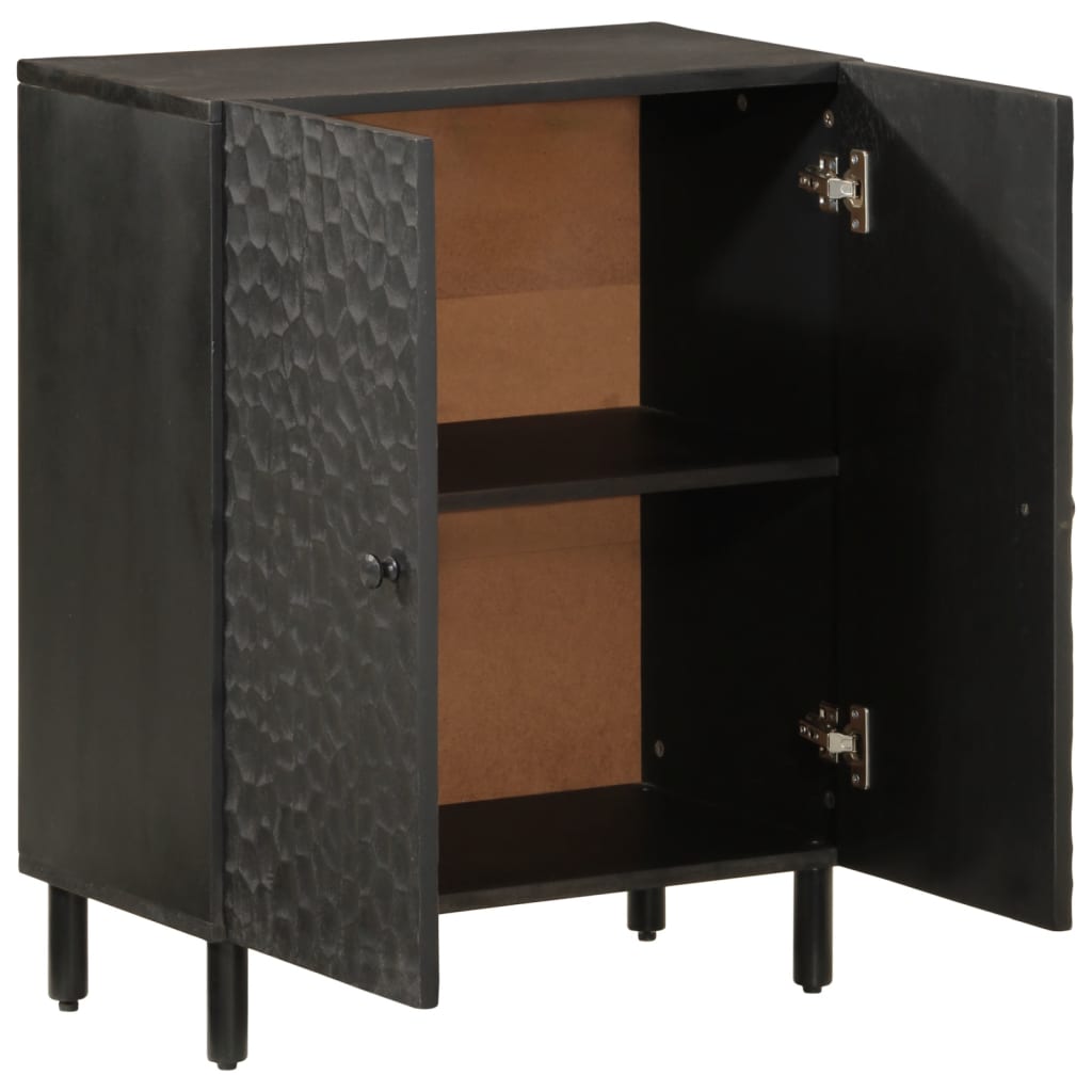 Armoire latérale noir 60x33x75 cm bois massif de manguier - XIOS
