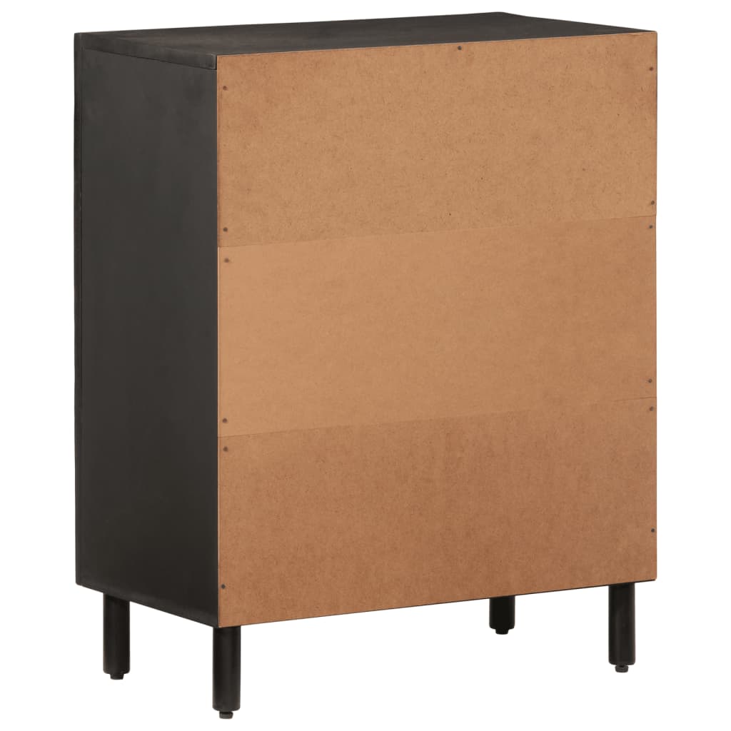 Armoire latérale noir 60x33x75 cm bois massif de manguier - XIOS